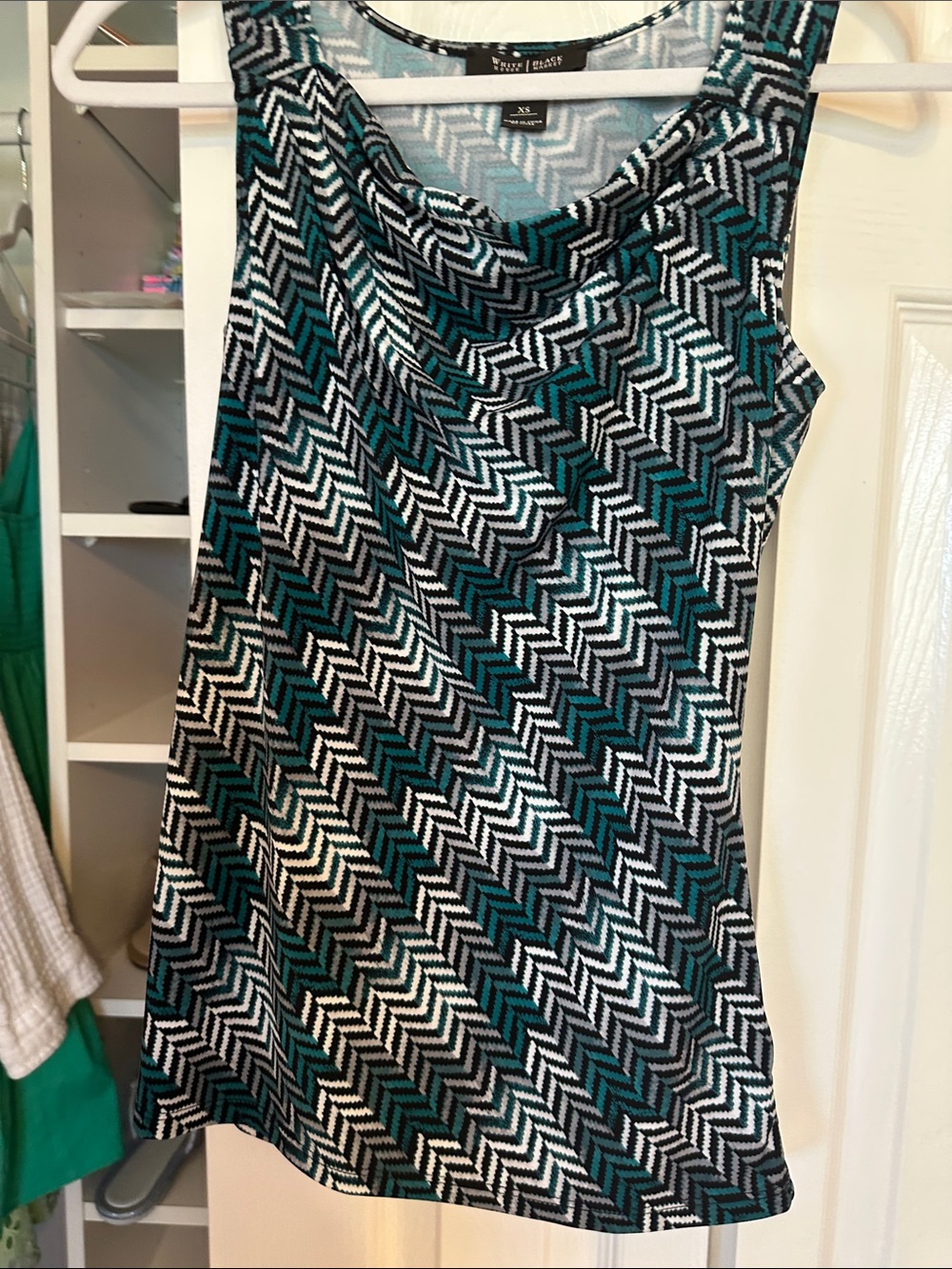 Black and White House Teal Black White Geometric Tank Top